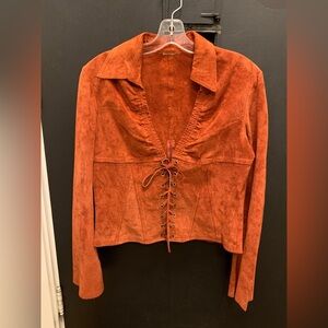 Charlotte Russe Womens Y2K lace-up Suede Jacket Medium